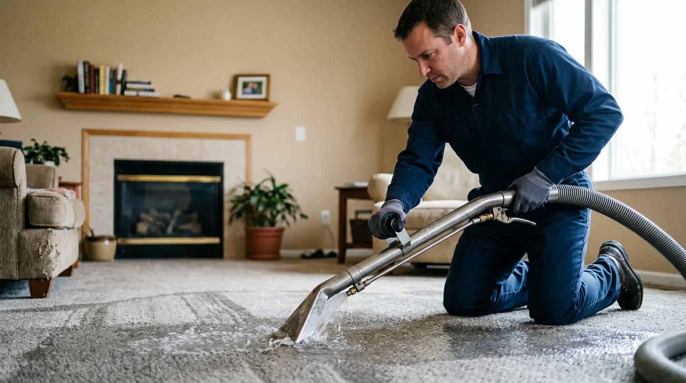 Water damage restoration technician working near Schererville, IN
